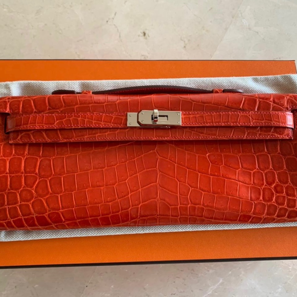 Hermes Kelly Cut clutch crocodile